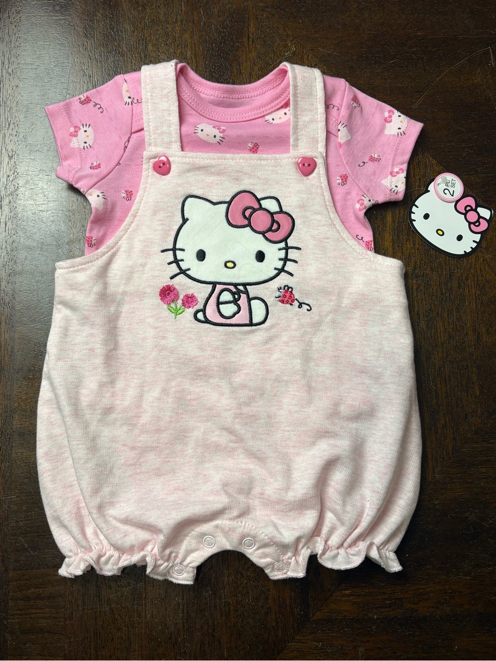Hello Kitty Pink Two-Piece Baby Romper Set